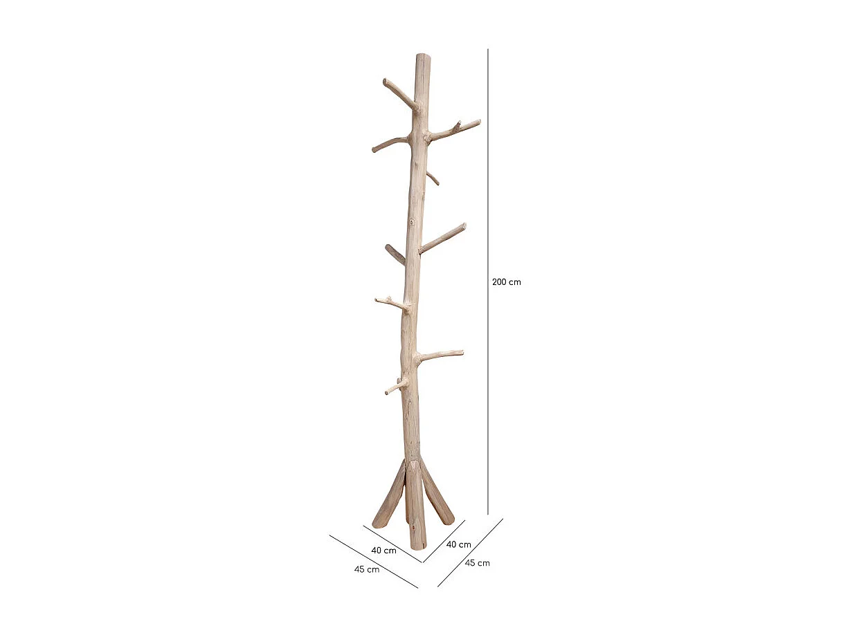 Porte-manteau branche d'arbre en bois de teck brut 200 cm - MIRA