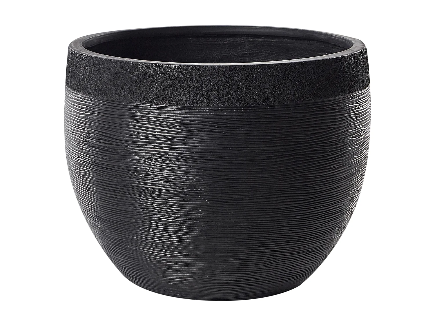 Blumentopf Glasfaser Beton-Optik schwarz rund 50 x 50 x 39 cm Modern Zakros