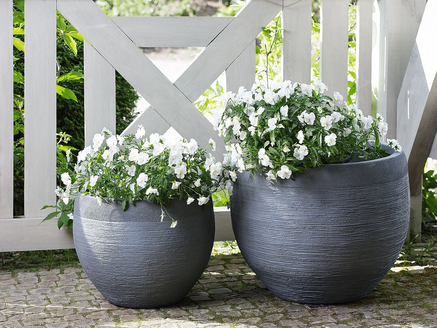 Blumenkübel ZAKROS Keramik 50 cm Grau