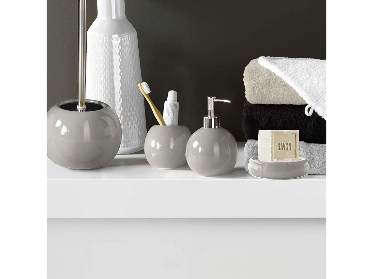 Gobelet de Salle de Bain "Bullea" 9cm Gris Clair