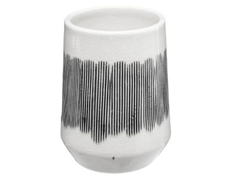 Gobelet Brosse à Dents "Masai" 11cm Blanc & Noir