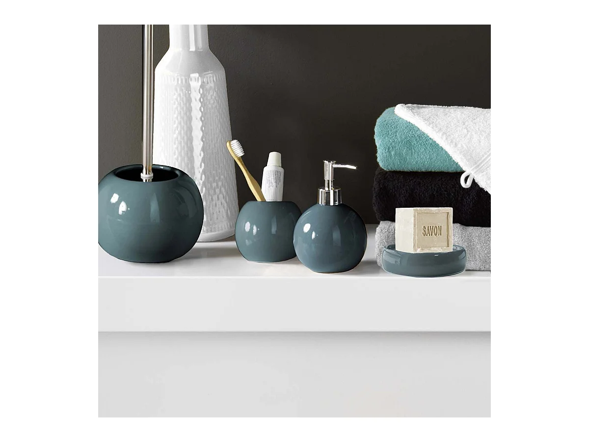 Gobelet de Salle de Bain "Bullea" 9cm Bleu Émeraude