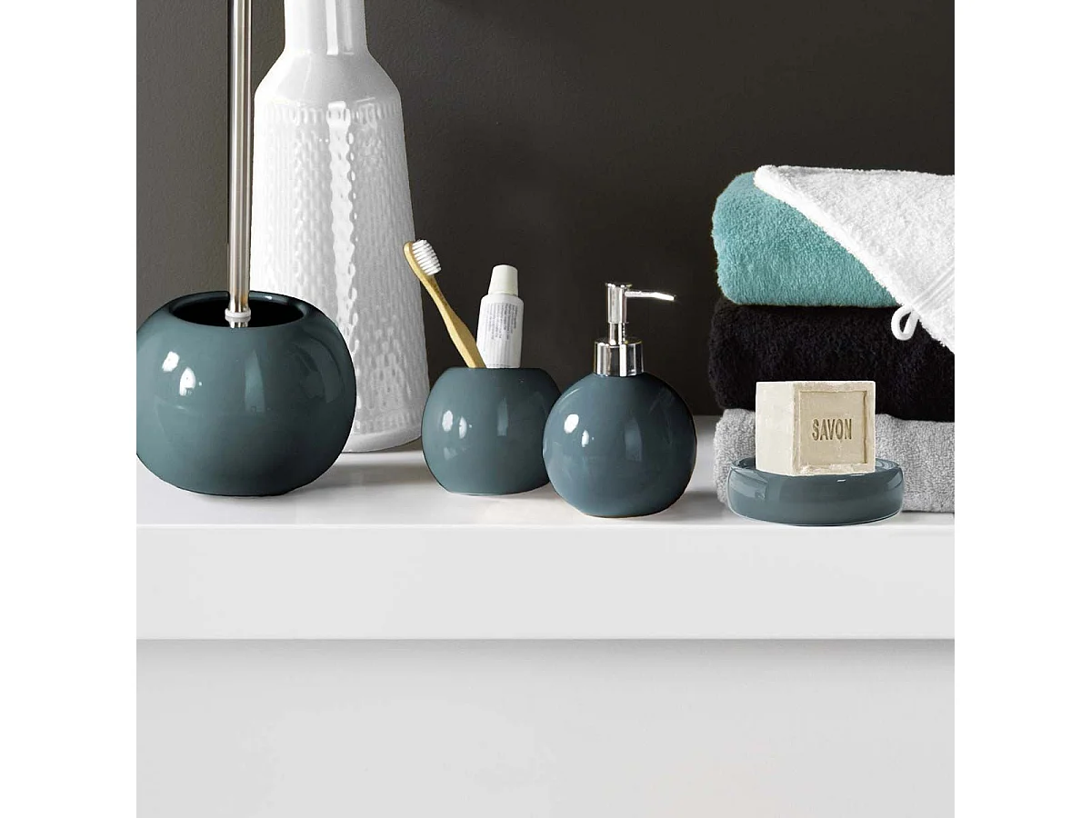 Gobelet de Salle de Bain "Bullea" 9cm Bleu Émeraude