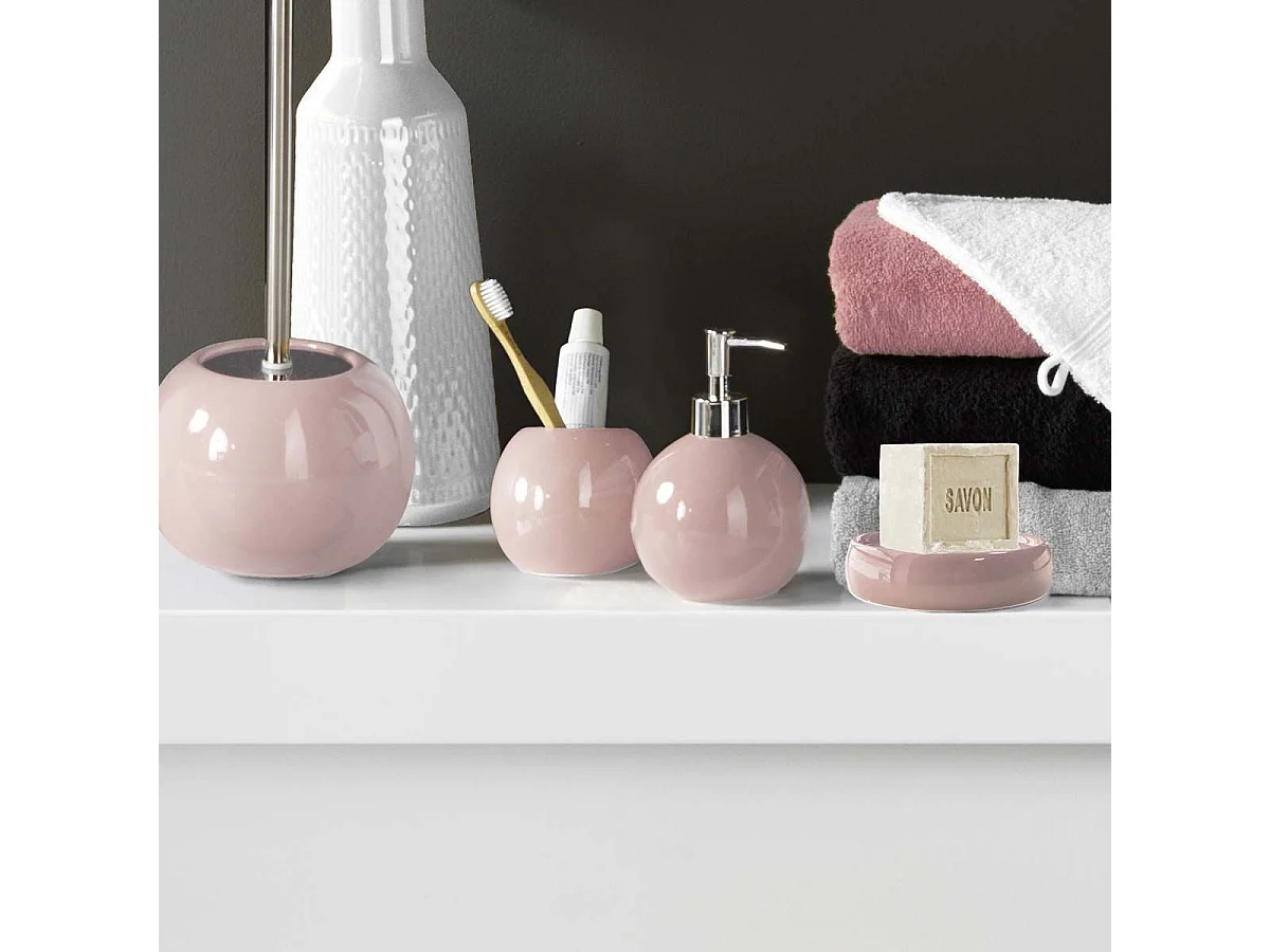 Gobelet de Salle de Bain "Bullea" 9cm Rose Poudré