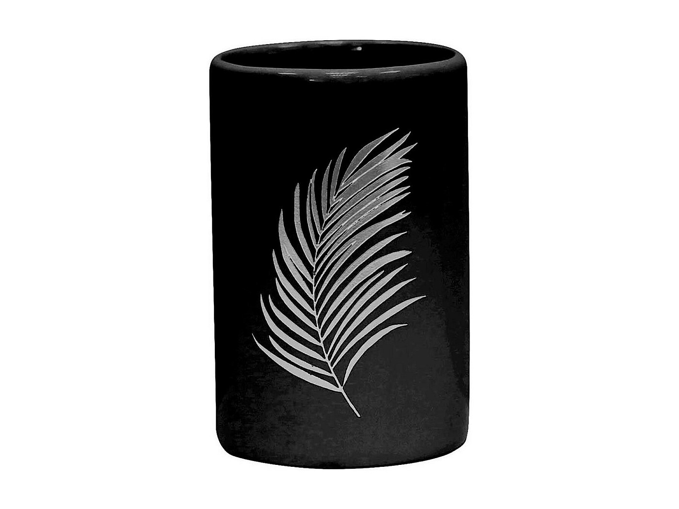 Gobelet Salle De Bain Orbella, Imprimé, 11cm, Noir, Céramique, Neuf