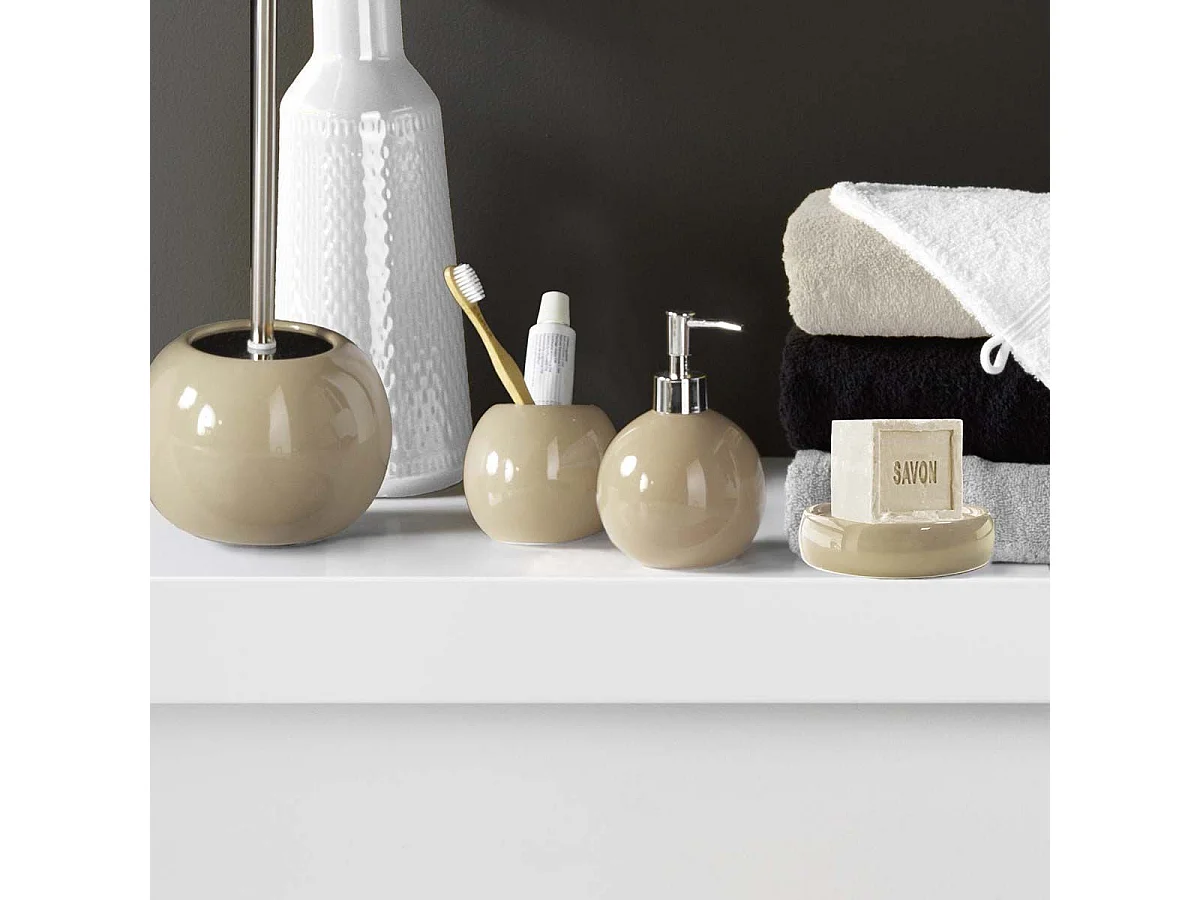 Gobelet de Salle de Bain "Bullea" 9cm Taupe