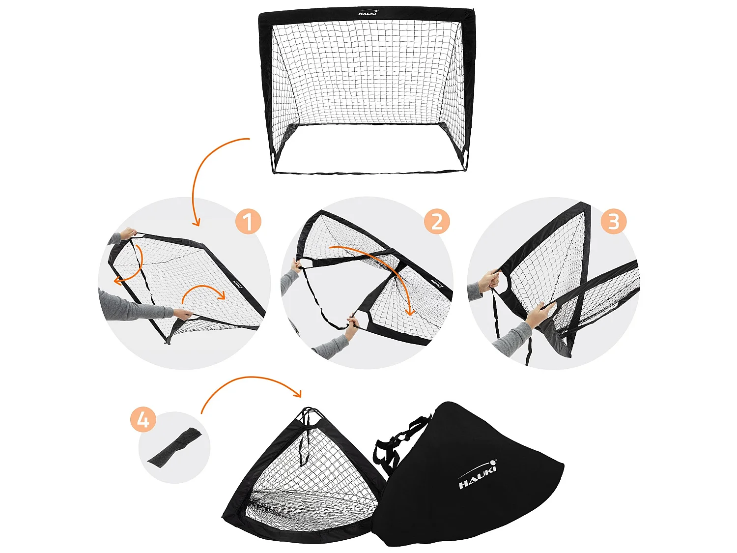 2x porterías de fútbol negras red de polietileno estructura acero + bolsa de transporte