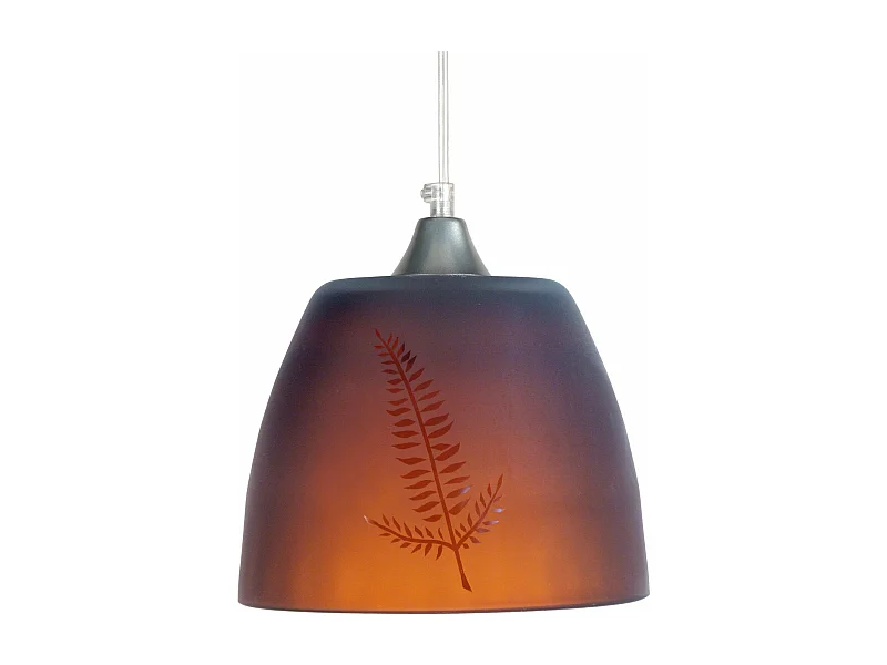 Suspension dôme verre  décoré marron 70 cm.