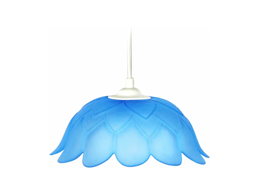 Suspension dôme verre  bleu 74 cm.