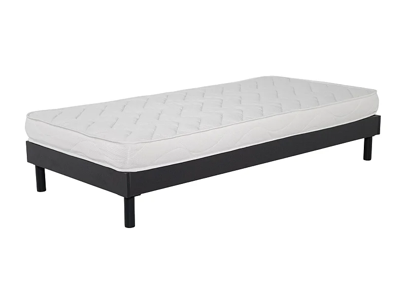 Ensemble Matelas mousse ECO - 90x190cm - mousse - 14 cm et Sommier kit gris