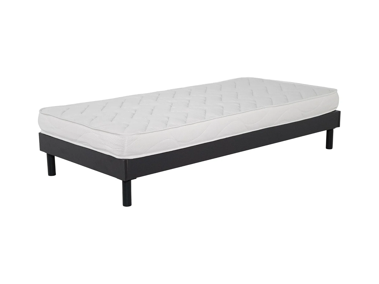 Ensemble Matelas mousse ECO - 90x190cm - mousse - 14 cm et Sommier kit gris