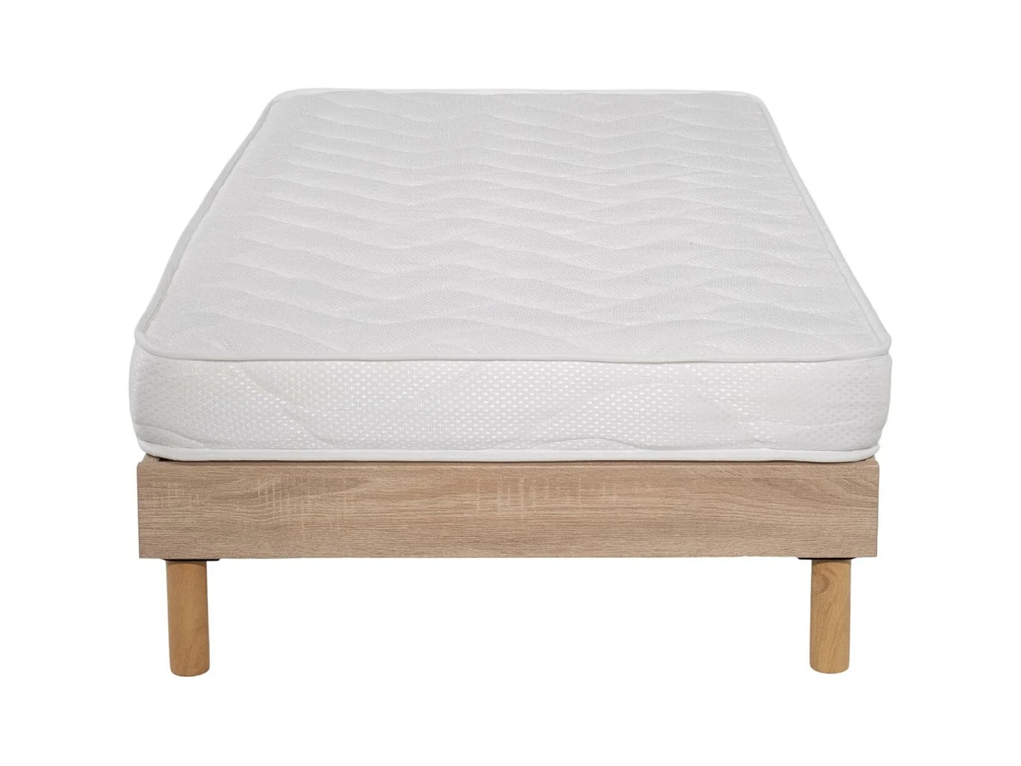 Ensemble Matelas mousse ECO - 90x190cm - mousse - 14 cm et Sommier kit couleur chêne