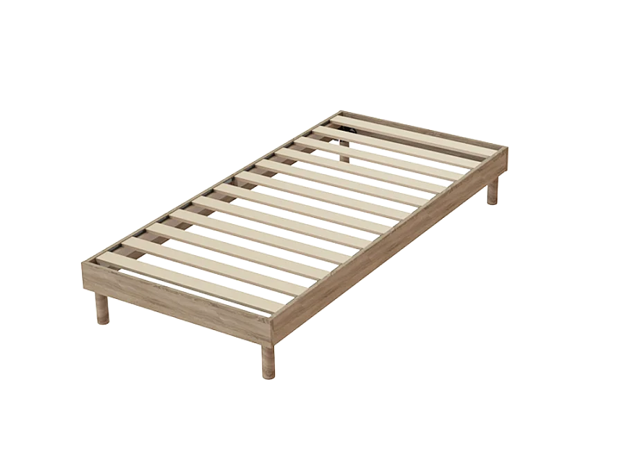 Ensemble Matelas mousse ECO - 90x190cm - mousse - 14 cm et Sommier kit couleur chêne