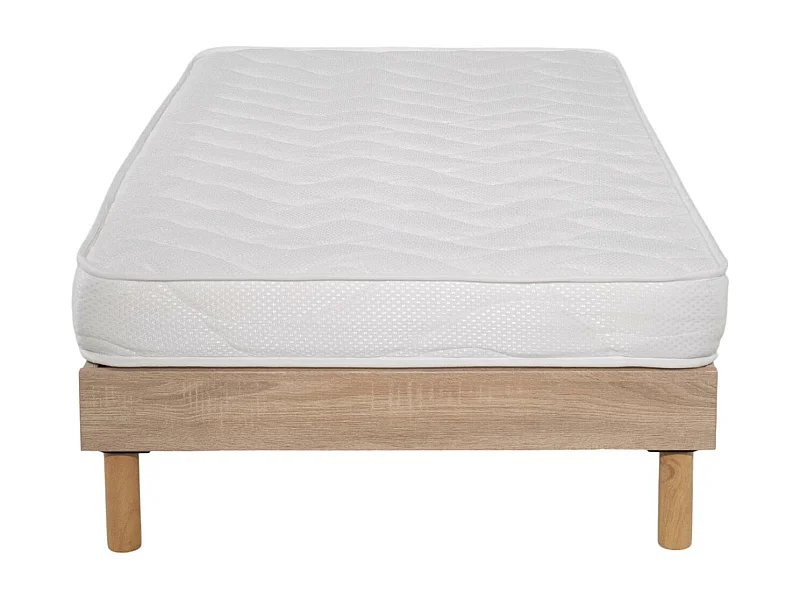 Ensemble Matelas mousse ECO - 90x190cm - mousse - 14 cm et Sommier kit couleur chêne
