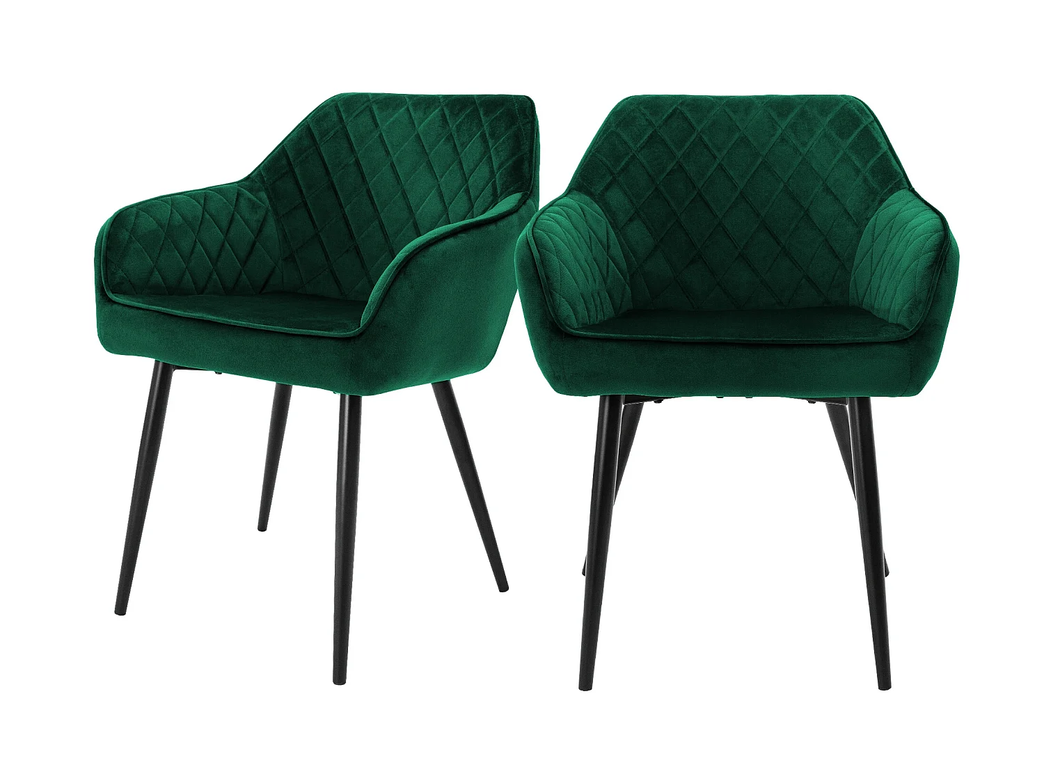 Conjunto de 2x sillas de comedor tapizadas en terciopelo sillones de salón verde ML-Design