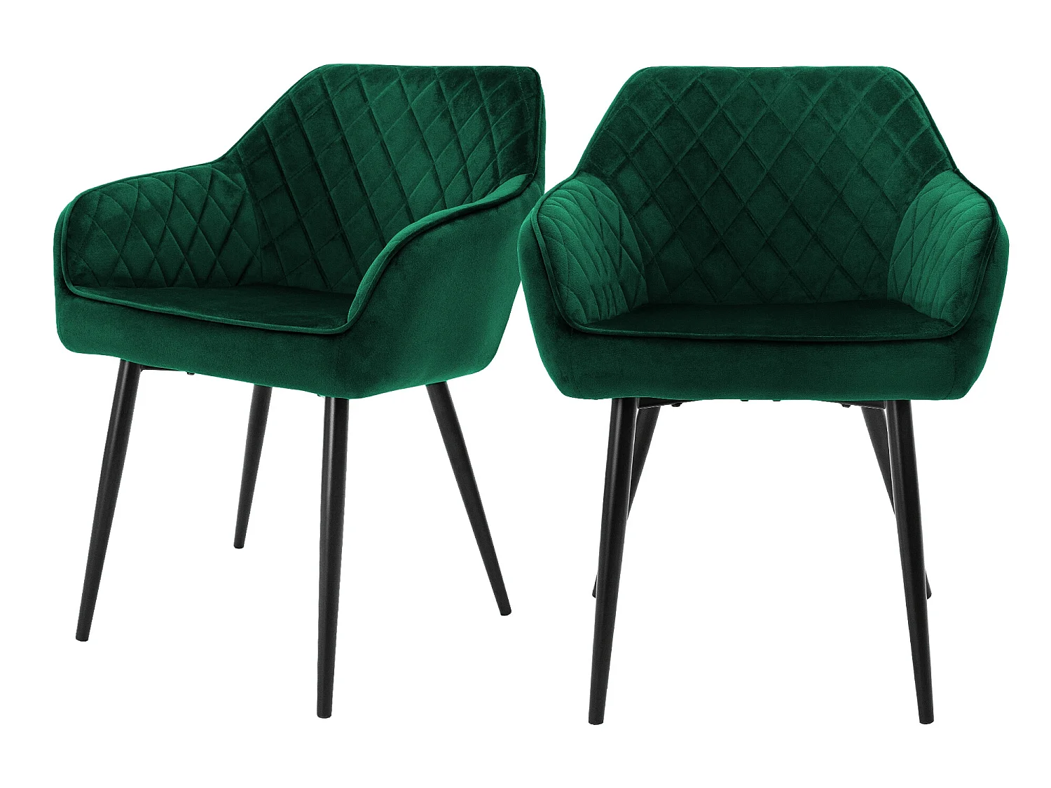 Conjunto de 2x sillas de comedor tapizadas en terciopelo sillones de salón verde ML-Design