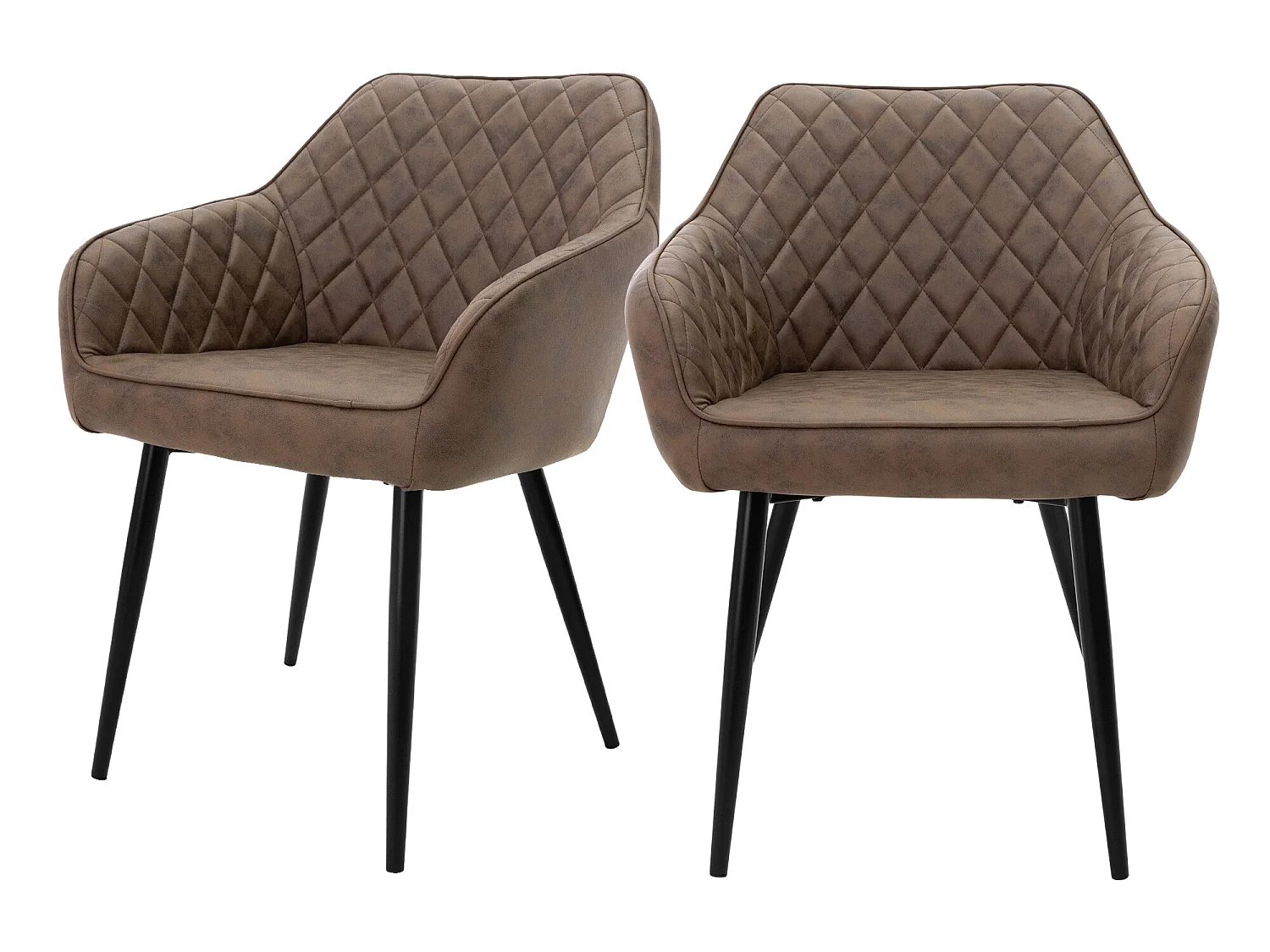 Lot 2x chaises de salle à manger fauteuils salon en matériau synthétique marron ML-Design