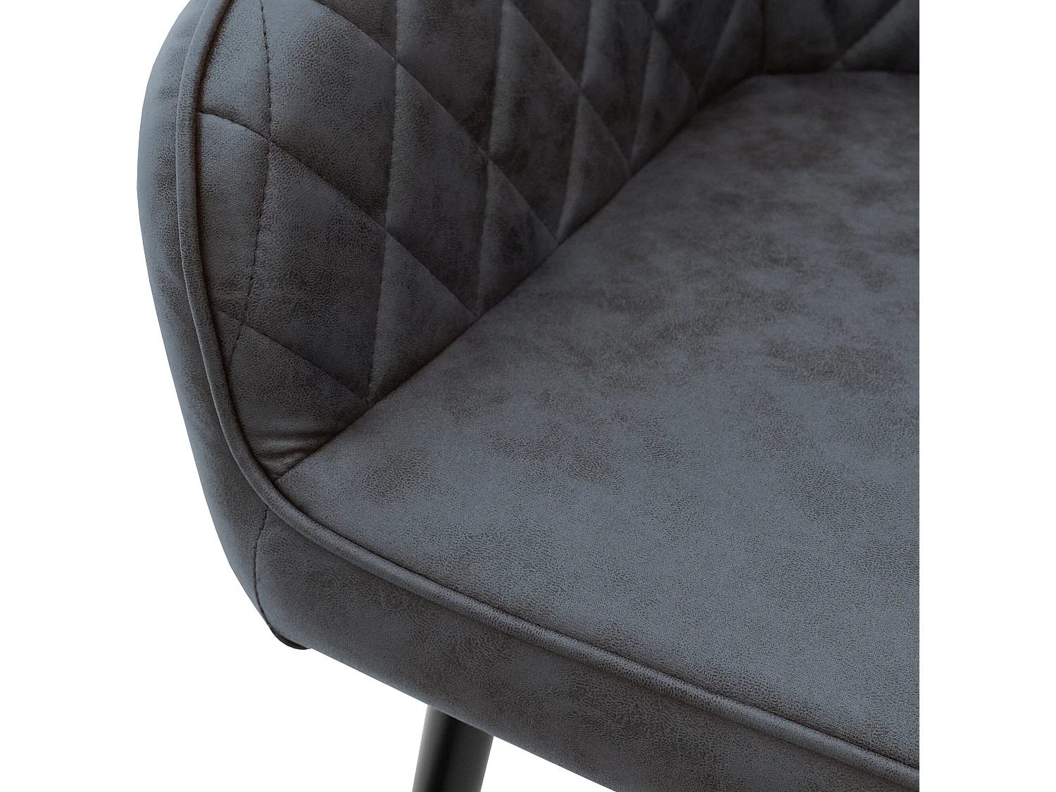 Set di 4 sedie da pranzo in finto antracite gambe in acciaio imbottite ML-Design