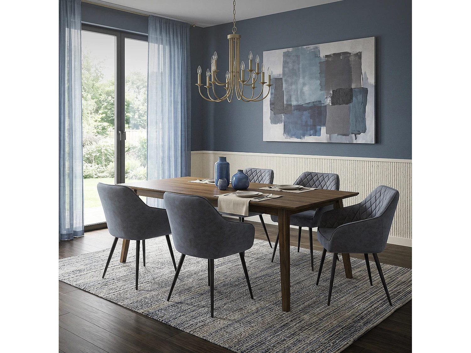 ML-Design 4x Sillas de comedor antracita tapizado PU aspecto de terciopelo con patas metal, respaldo y reposabrazos sillón moderno para hogar oficina