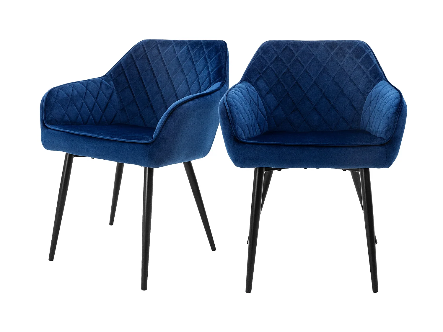 Set di 2 sedie per sala da pranzo rivestite in velluto poltrone soggiorno blu scuro ML-Design