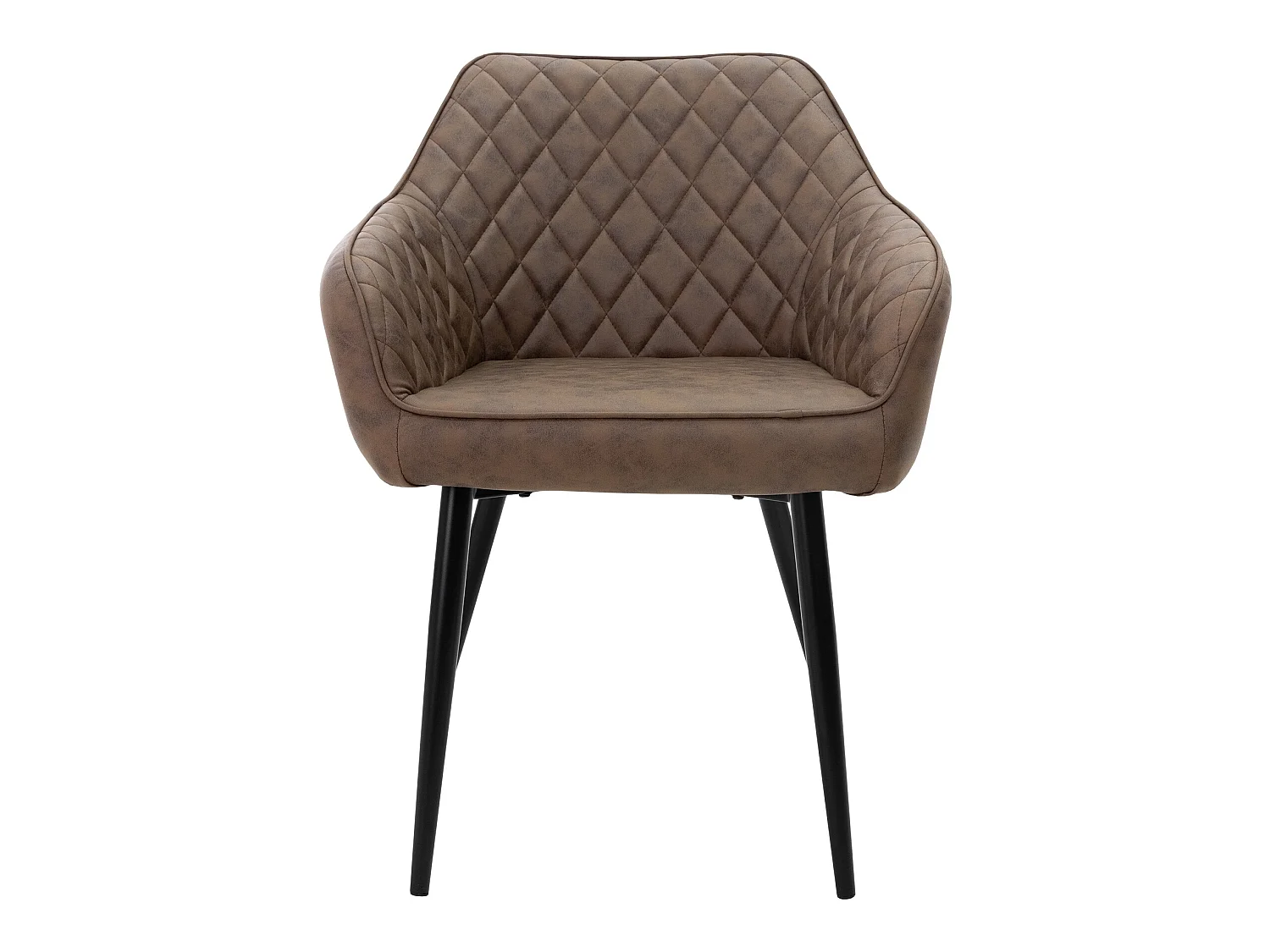 Lot de 4 chaises salle à manger marron simili PU rembourrée pieds en acier noir ML-Design