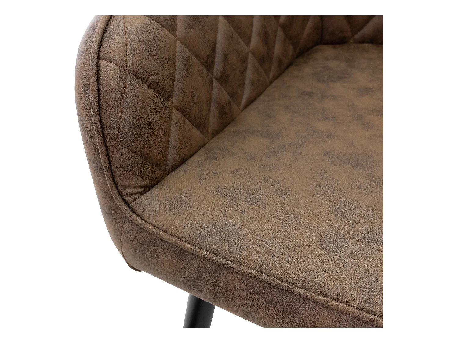 Lot de 4 chaises salle à manger marron simili PU rembourrée pieds en acier noir ML-Design