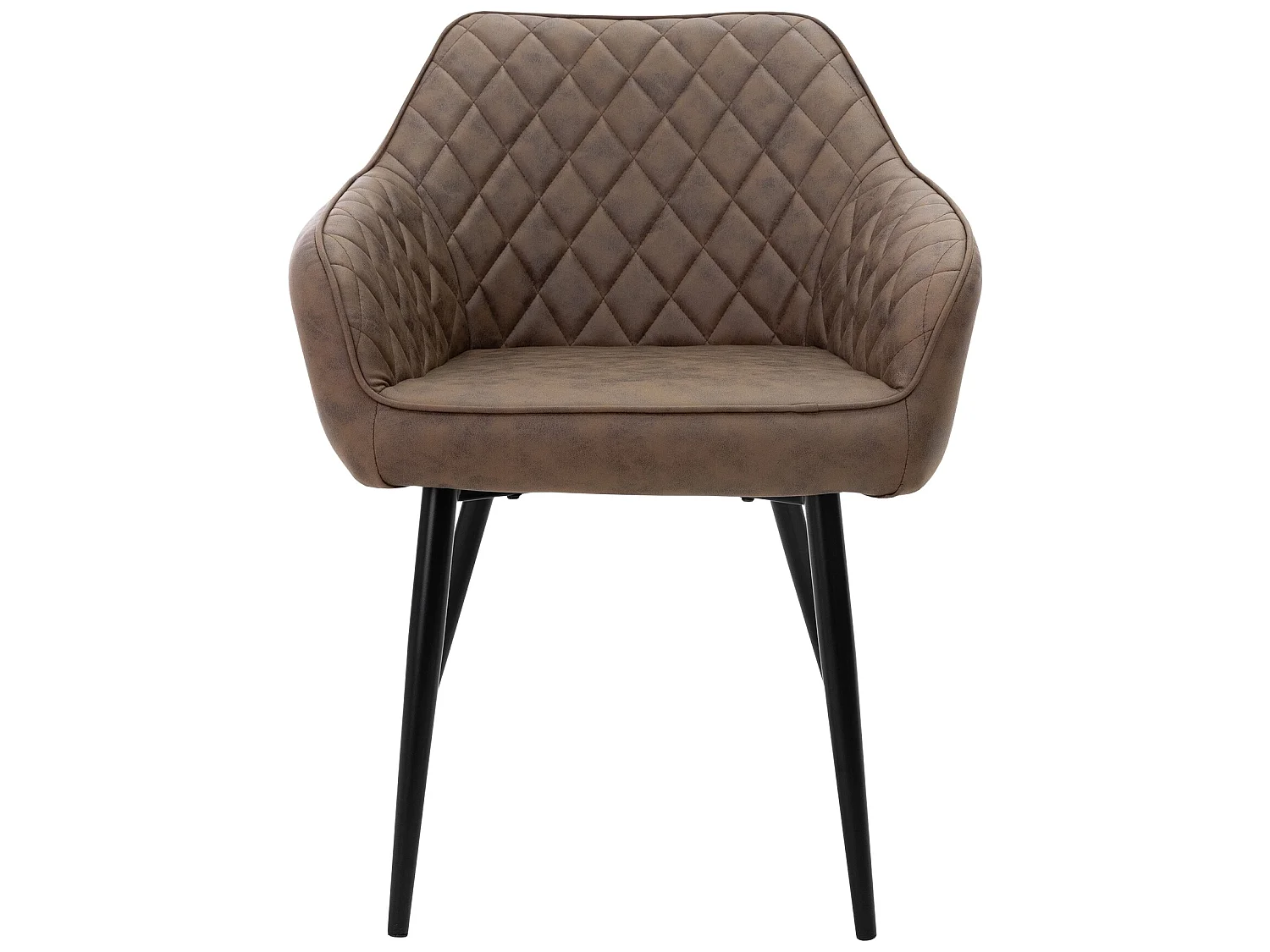 Lot de 4 chaises salle à manger marron simili PU rembourrée pieds en acier noir ML-Design