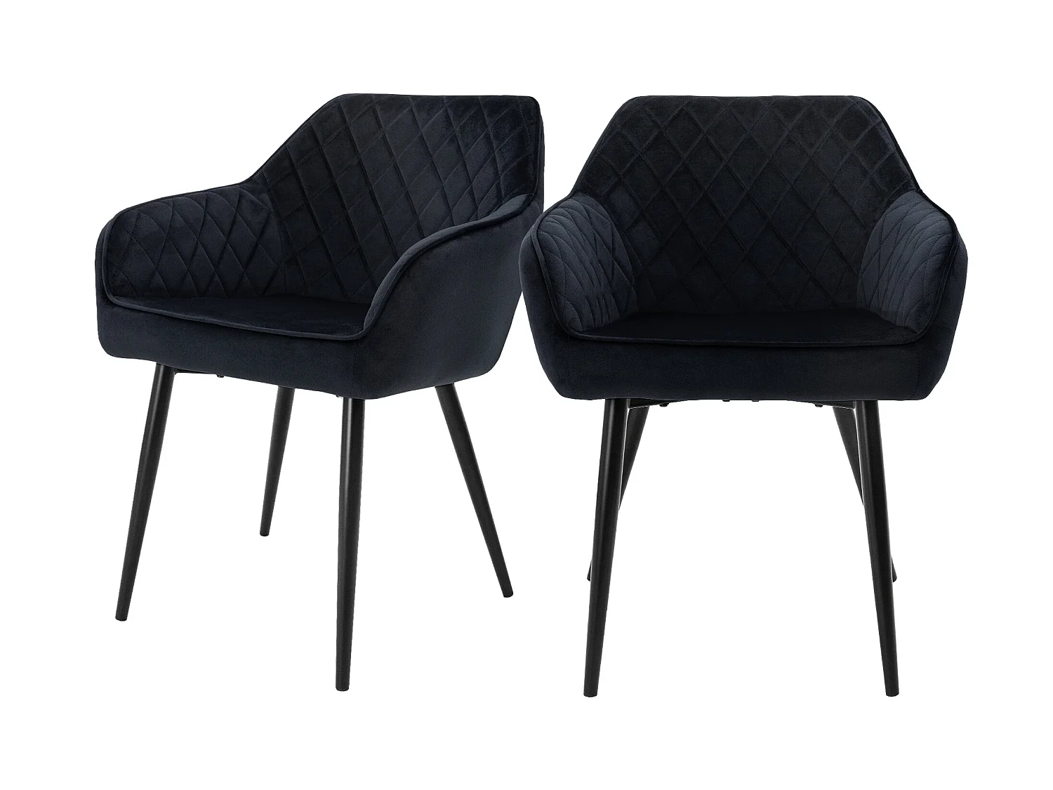 Lot de 2x chaises de salle à manger rembourrée en velours fauteuils salon noir ML-Design