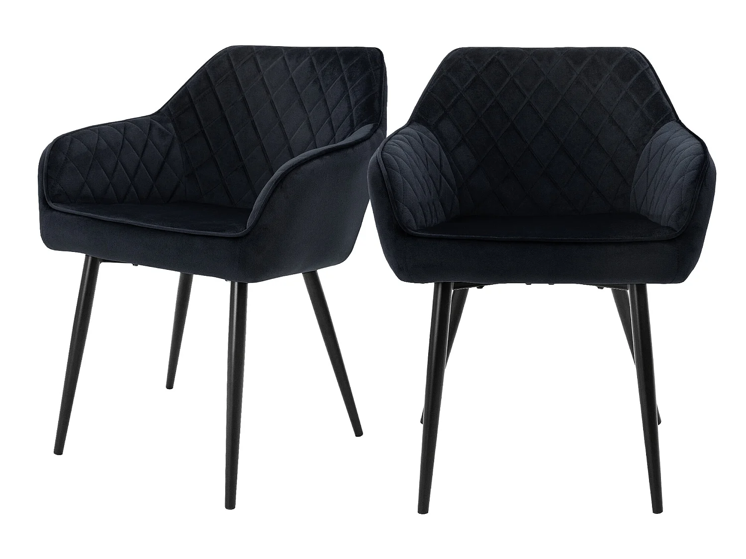 Lot de 2x chaises de salle à manger rembourrée en velours fauteuils salon noir ML-Design