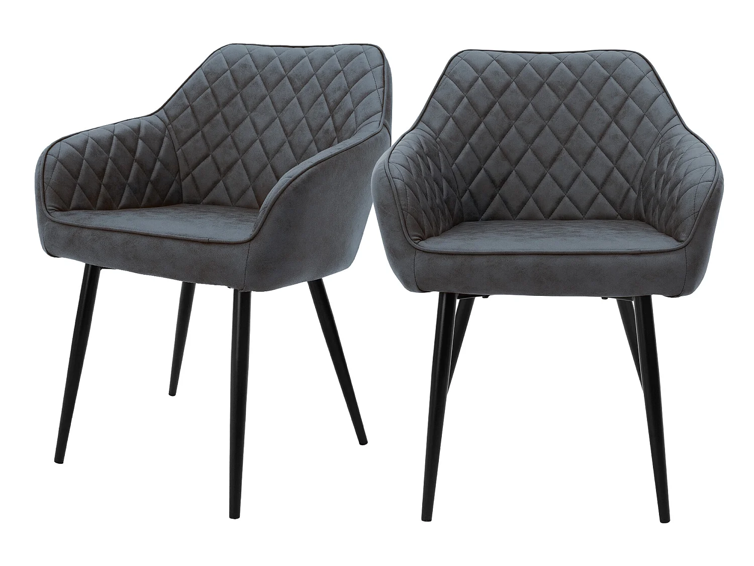 Lot 2x chaises de salle à manger fauteuils salon matériau synthétique anthracite ML-Design