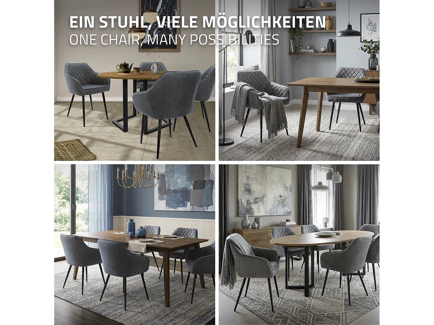 Lot de 2 chaises de salle à manger anthracite dossier et accoudoirs ergonomiques revêtement en synthétique pieds noir en acier design moderne