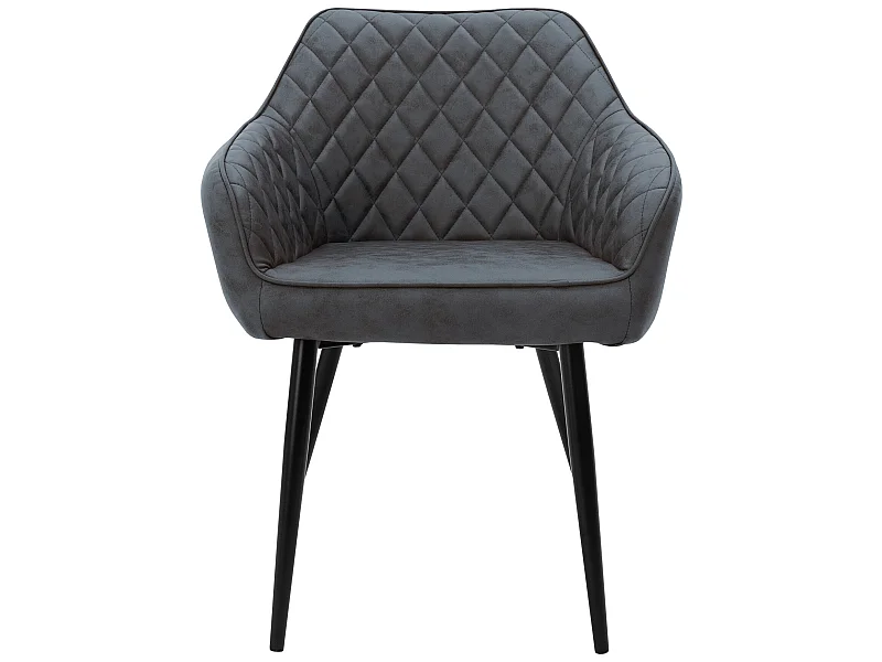 Lot 2x chaises de salle à manger fauteuils salon matériau synthétique anthracite ML-Design