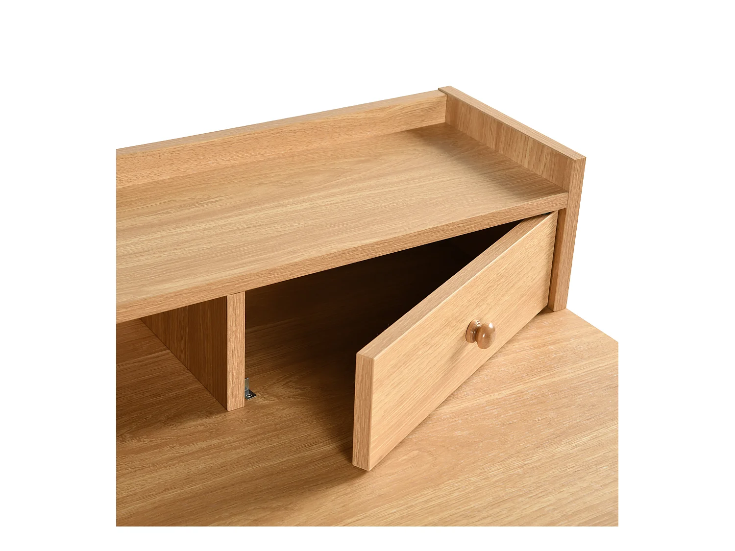 URBAN MEUBLE Bureau scandinave bois nature avec tiroirs et rangement avec strcture en bois  100*50*75.5-90.5cm