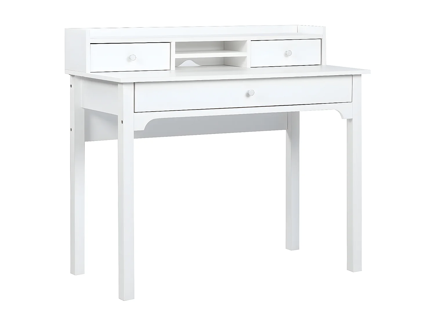 URBAN MEUBLE Bureau scandinave blanc avec tiroirs et rangement avec strcture en bois  100*50*75.5-90.5cm