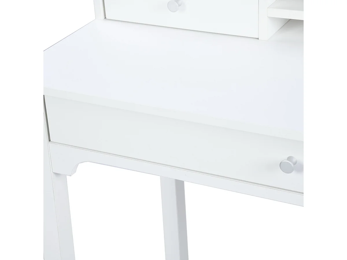 URBAN MEUBLE Bureau scandinave blanc avec tiroirs et rangement avec strcture en bois  100*50*75.5-90.5cm