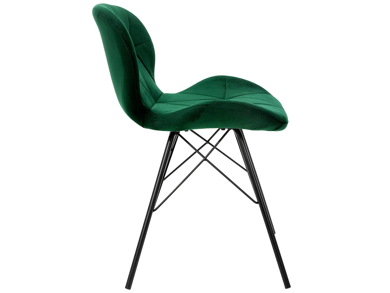 Lot 4 chaises salle à manger vert foncé en velours pieds métalliques noir 120 kg ML-Design