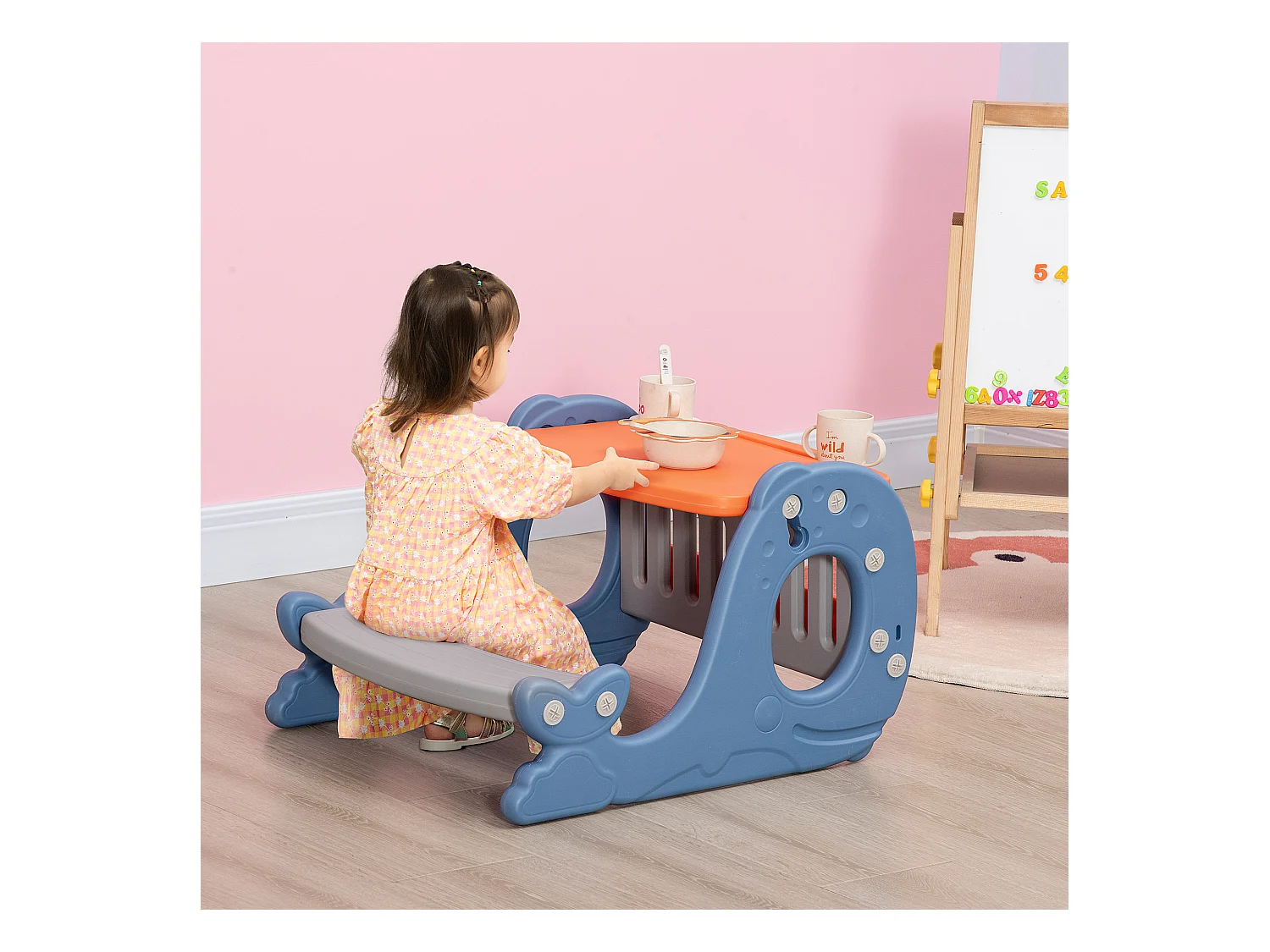 Bureau pupitre pour enfants avec tableau blanc - table à dessin - dim. 65L x 53l x 41H cm