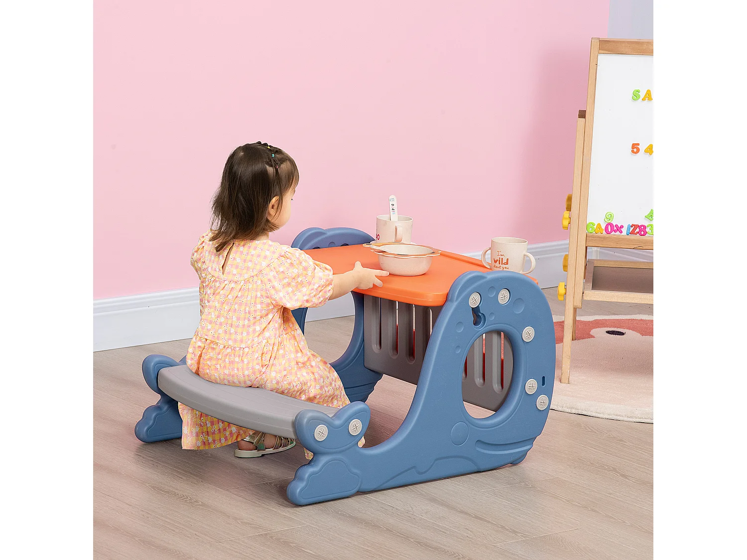 Bureau pupitre pour enfants avec tableau blanc - table à dessin - dim. 65L x 53l x 41H cm