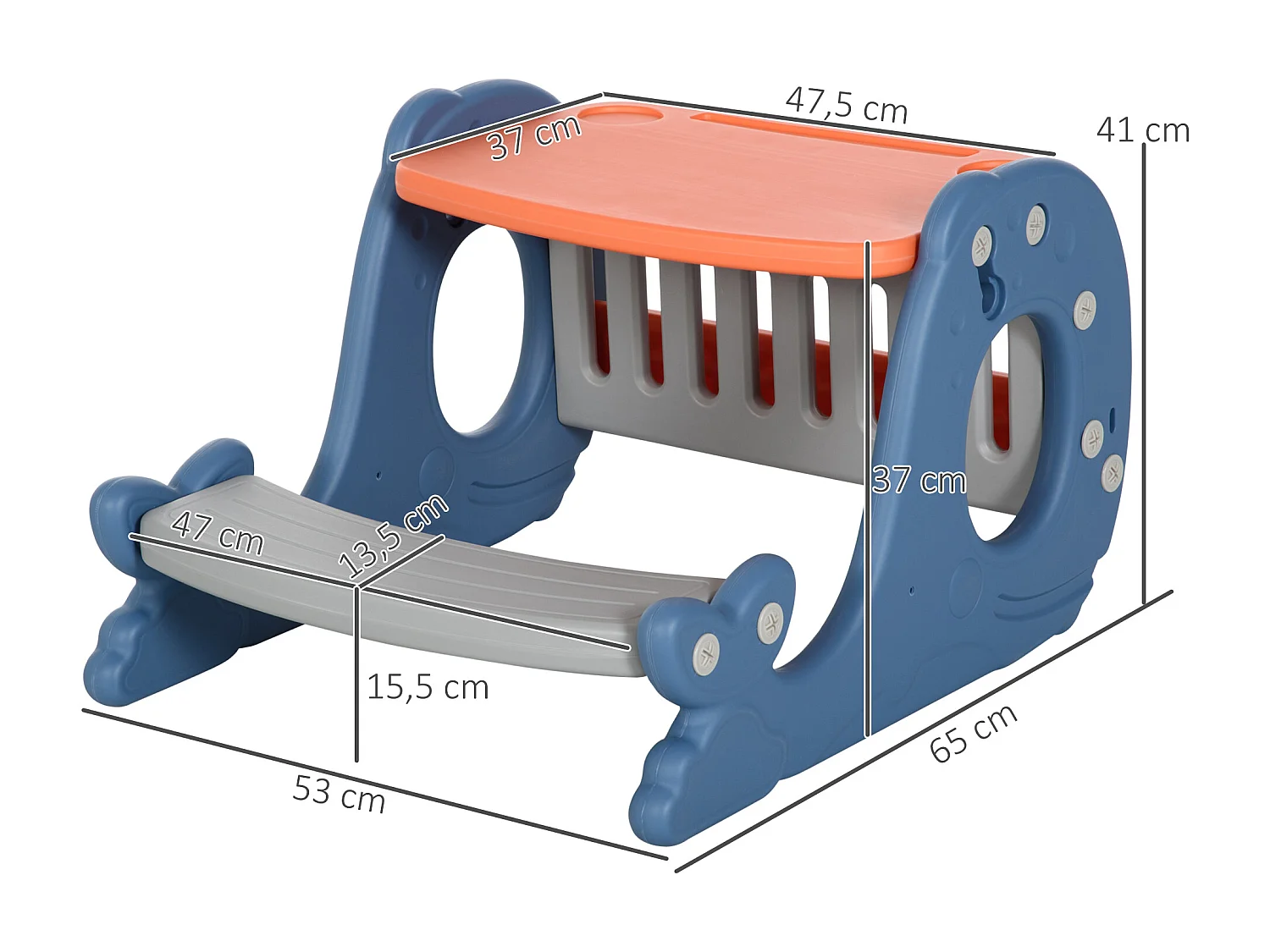 Bureau pupitre pour enfants avec tableau blanc - table à dessin - dim. 65L x 53l x 41H cm