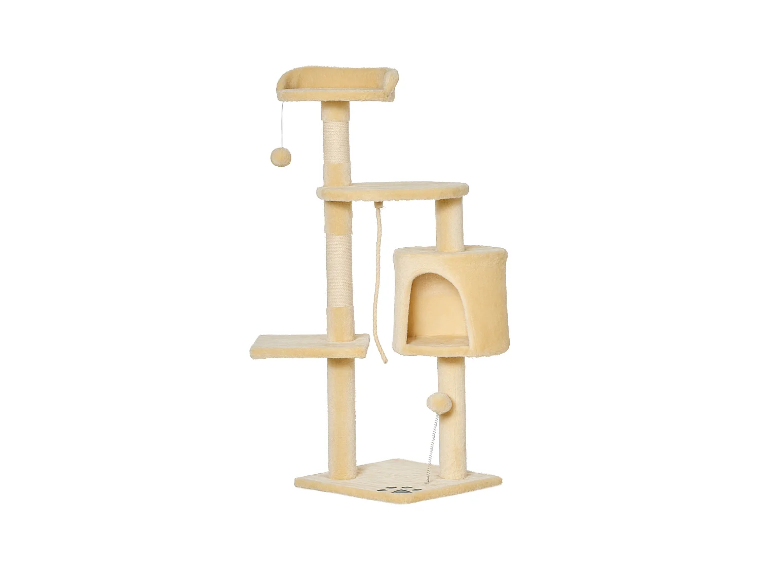 Arbre à chats multi-équipements griffoirs grattoirs plateformes niche corde jouets 40L x 40l x 114H cm beige