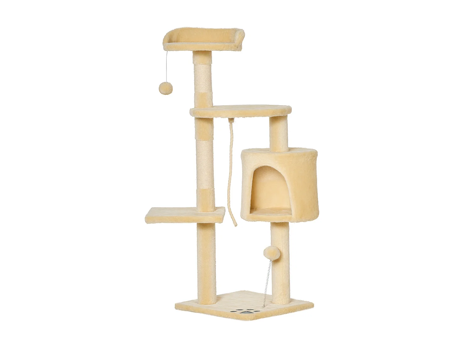 Arbre à chats multi-équipements griffoirs grattoirs plateformes niche corde jouets 40L x 40l x 114H cm beige