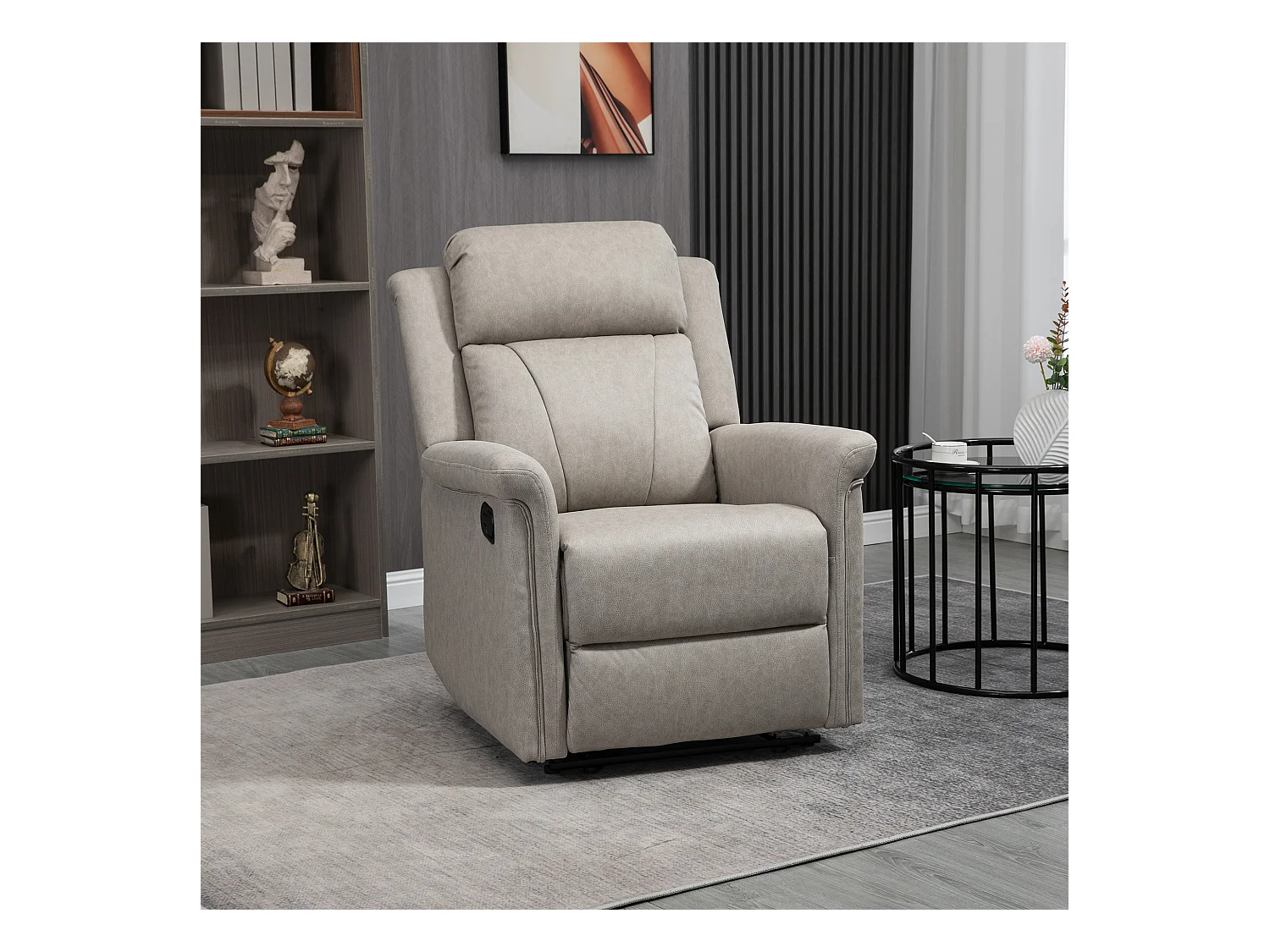 Fauteuil de relaxation inclinable avec repose-pied ajustable revêtement microfibre polyester gris