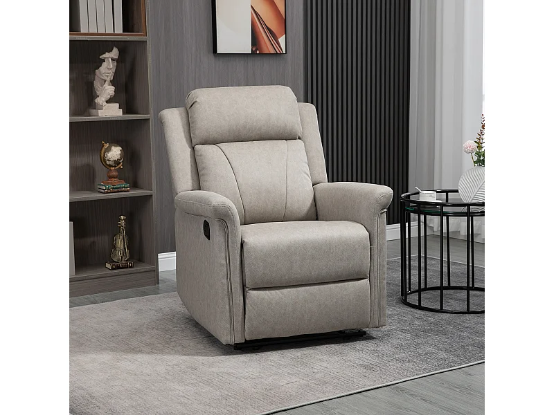 Fauteuil de relaxation inclinable avec repose-pied ajustable revêtement microfibre polyester gris