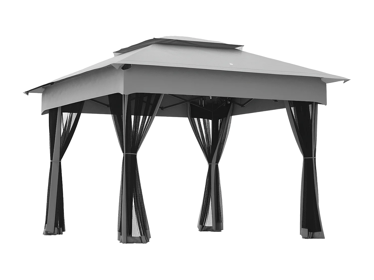 Tonnelle barnum de jardin pop-up pliant 3,25L x 3,25l x 2,7H m acier polyester moustiquaires + sac de transport gris