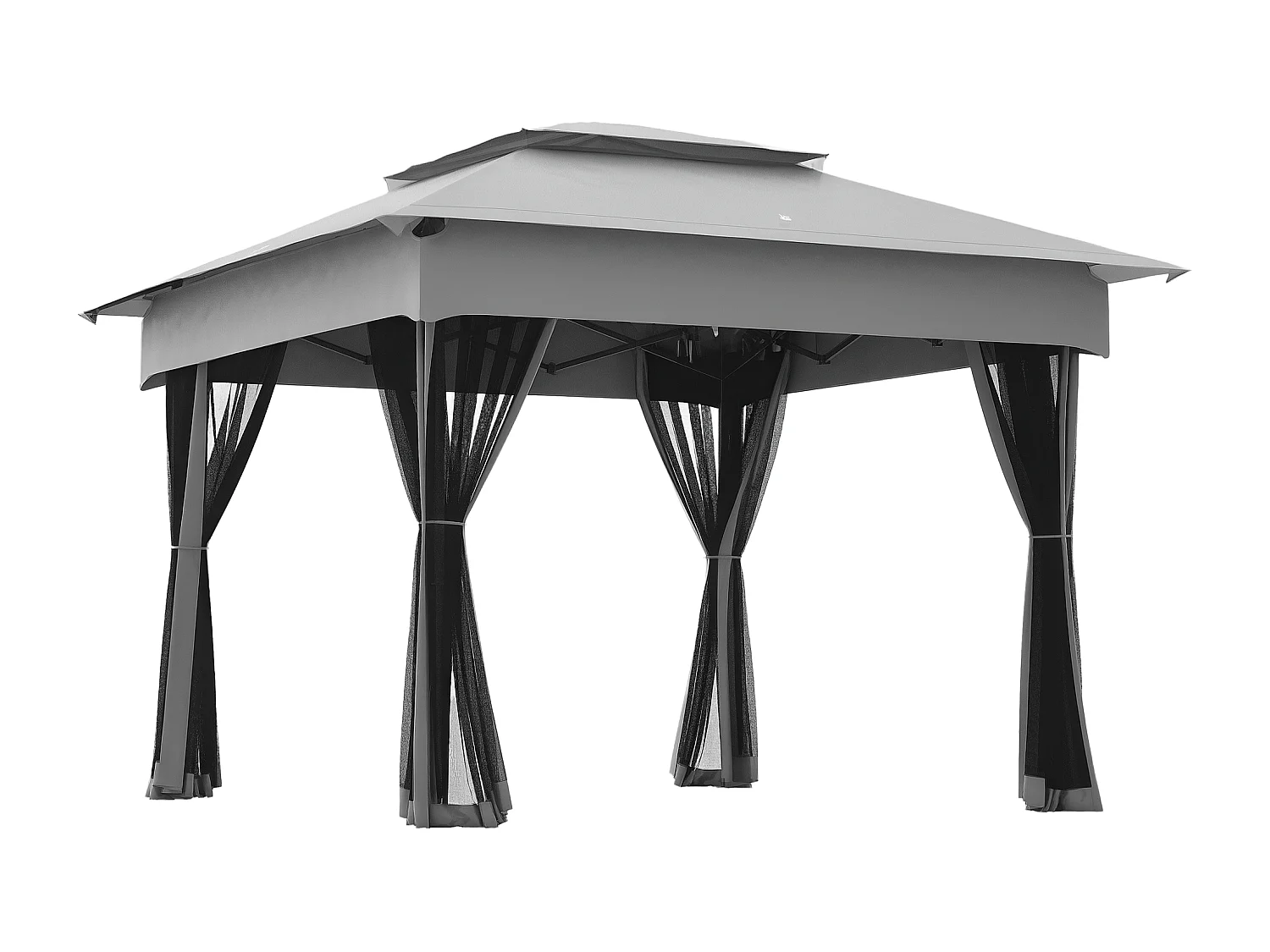 Tonnelle barnum de jardin pop-up pliant 3,25L x 3,25l x 2,7H m acier polyester moustiquaires + sac de transport gris