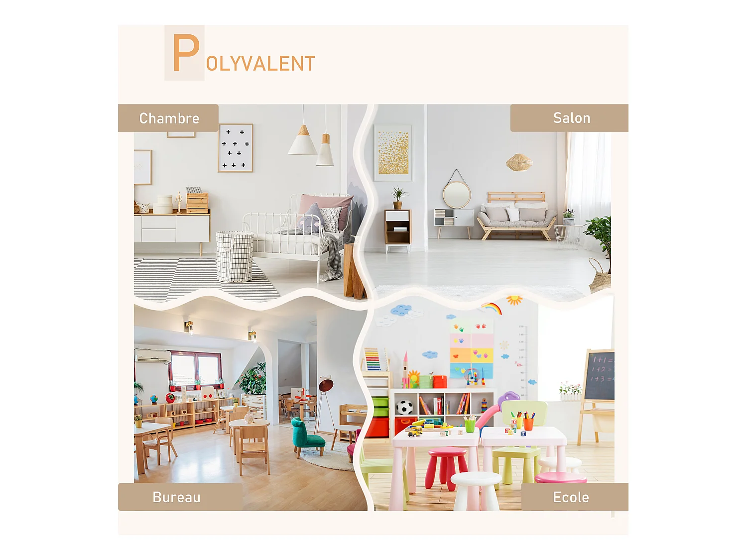 Ensemble table et chaises enfant design scandinave motif ourson bois pin MDF blanc