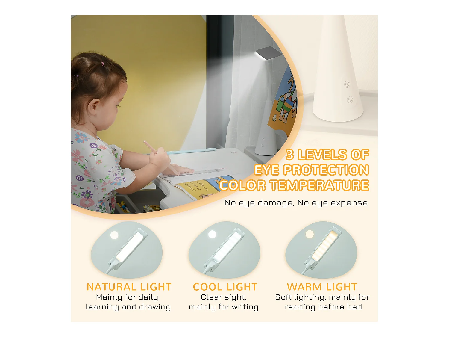 Bureau enfant avec chaise - ensemble bureau et chaise réglable - lampe, support de lecture, tablette coulissante multi-rangement - gris blanc