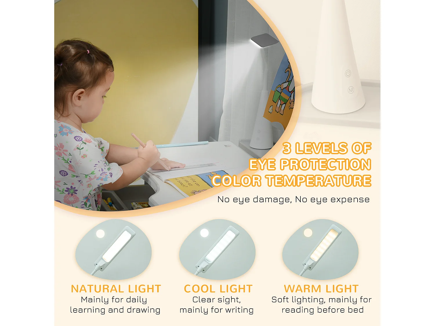 Bureau enfant avec chaise - ensemble bureau et chaise réglable - lampe, support de lecture, tablette coulissante multi-rangement - gris blanc