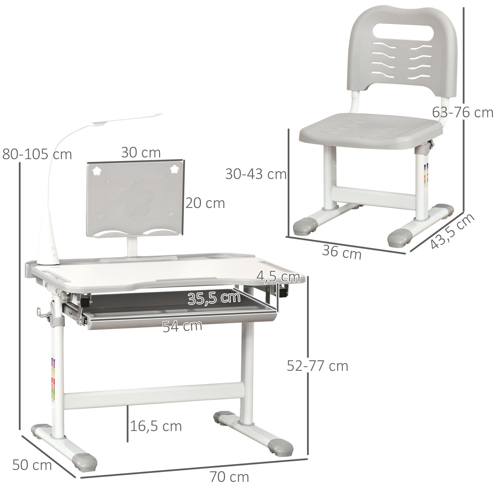 HOMCOM Bureau pupitre pour enfants avec tableau blanc - table à dessin -  dim. 65L x 53l x 41H cm