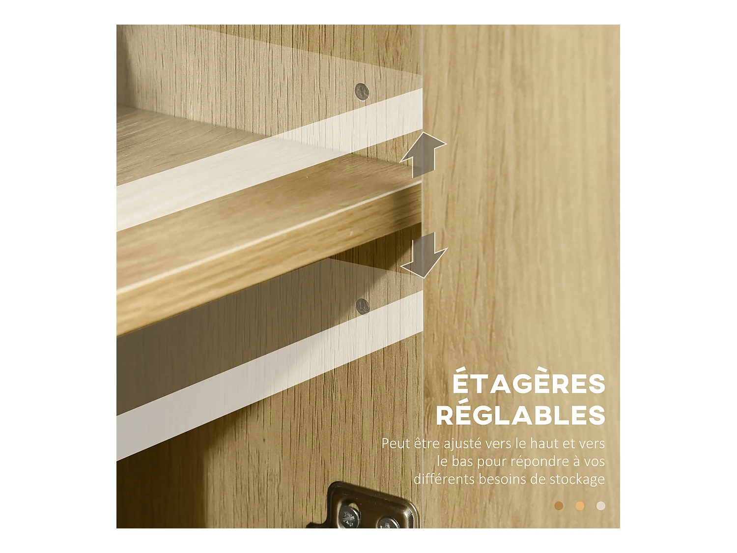 Meuble TV banc TV design Urban Craft - 3 portes, 3 étagères - piètement acier noir aspect bois clair